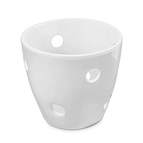 Maceta para orquídeas, Cerámica Blanca con Agujeros Tipo Queso (Sin Planta o Decoración).