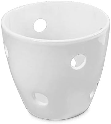 Maceta para orquídeas, Maceta Cerámica Blanca con Agujeros Tipo Queso (Sin Planta o Decoración).
