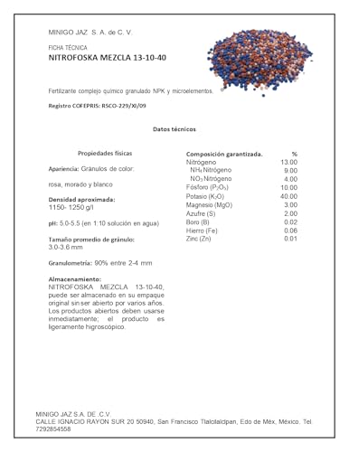 Nitrofoska mezcla para generar más desarrollo, crecimiento y floraciòn formula 13-10-40
