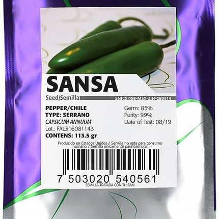 Semillas de chile serrano para cultivar, excelente forma 1/4 de libra, listo para cultivar con mas de 20,000 semillas