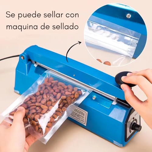 100 Bolsas Transparentes de Cierre Hermético de Cremallera Resellable. Ideal para Envasado, Empaquetado y Exhibición de Alimentos. Almacena Frutos Secos y cafe, Etc.