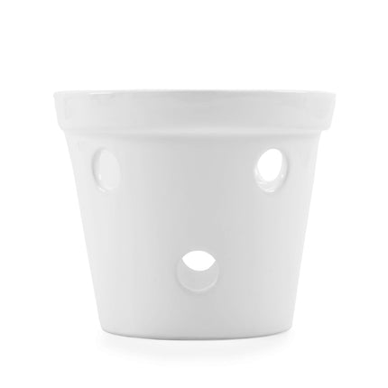 Maceta de Cerámica para Orquídea, Esmalte Blanco. Producto Artesanal Hecho en México.