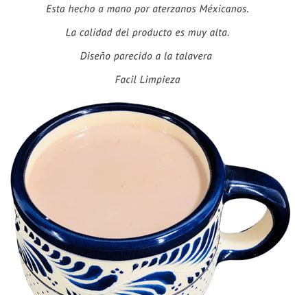 Hermosa Taza para Café Té, de Cerámica tipo Talavera, Hecha a Mano por Artesanos en México (399 ml)
