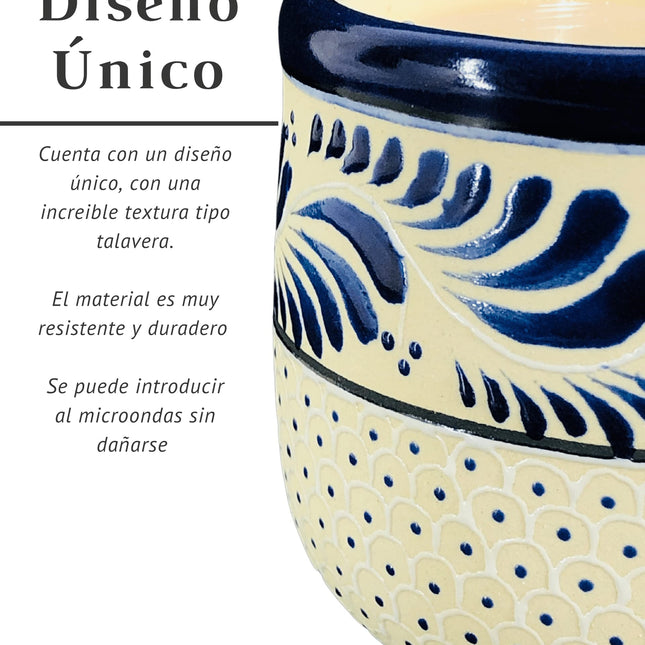 Hermosa Taza para Café Té, de Cerámica tipo Talavera, Hecha a Mano por Artesanos en México (399 ml)