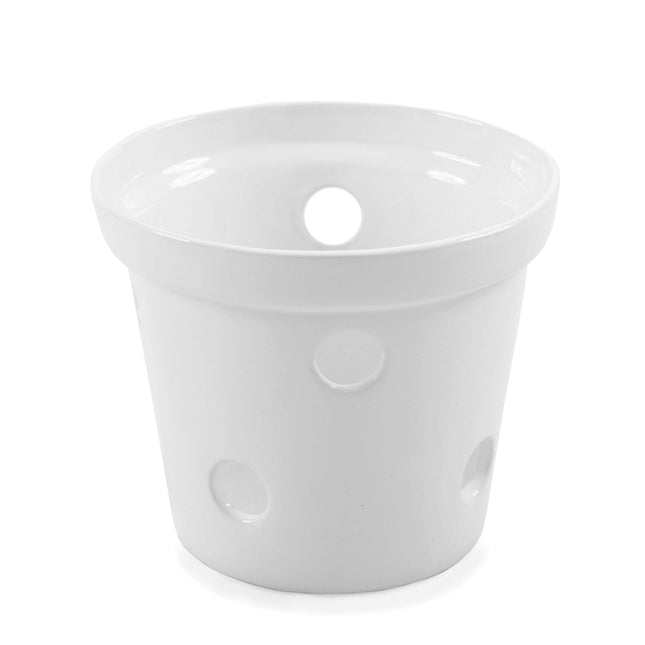 Maceta de Cerámica para Orquídea, Esmalte Blanco. Producto Artesanal Hecho en México.