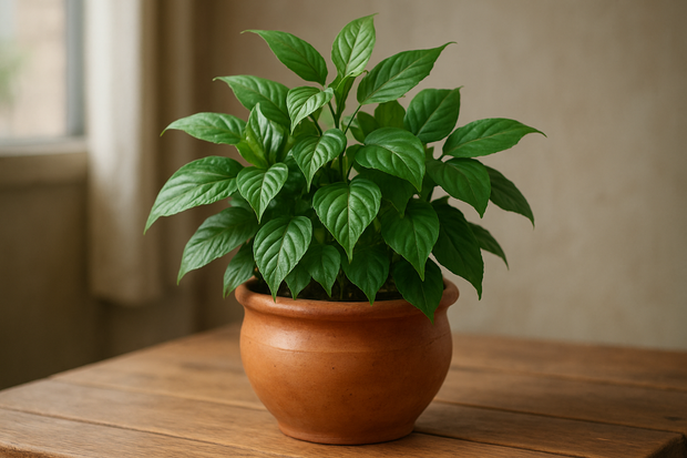 Una maceta con una planta